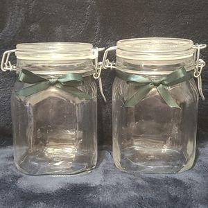 Hand Decorated Mason Clamp Jars
